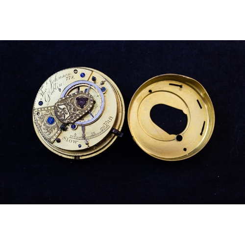 251 - THREE EARLY 19TH-CENTURY DUBLIN VERGE POCKET WATCH MOVEMENTS, SIGNED ‘MAY & SONS’, ‘O’REILLY’, AND ‘... 