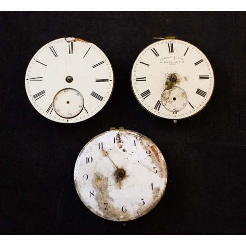 252 - THREE EARLY 19TH-CENTURY POCKET WATCH MOVEMENTS, WARNER OF DUBLIN; J. HILSER & SONS OF CORK; AND E. ... 