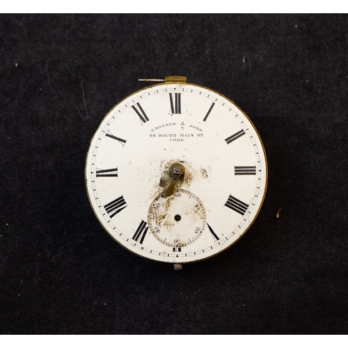 252 - THREE EARLY 19TH-CENTURY POCKET WATCH MOVEMENTS, WARNER OF DUBLIN; J. HILSER & SONS OF CORK; AND E. ... 