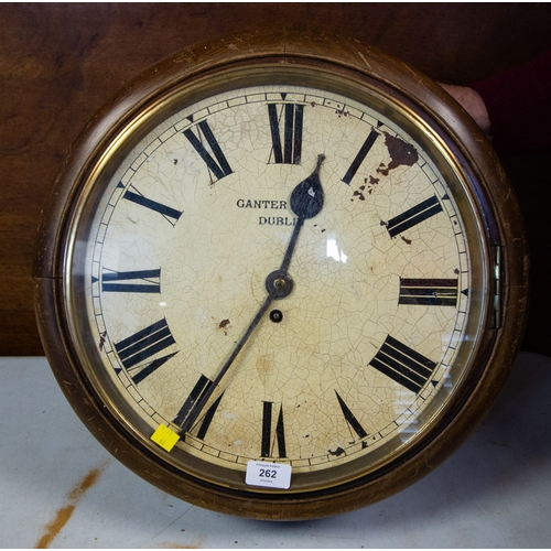 262 - ANTIQUE TWIN DIAL CLOCK , GANTER, DUBLIN. - AS FOUND WW.