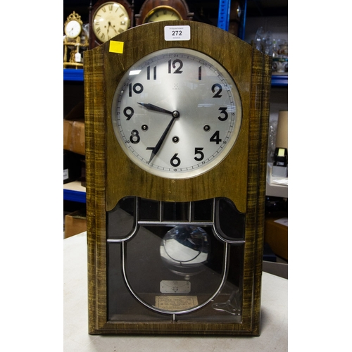 272 - MID-CENTURY WALL CLOCK H.A.C 30 X 52H CM