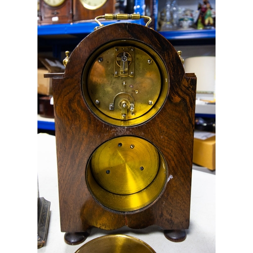 277 - CLOISONNE MANTLE CLOCK AF 15 X 20H CM + MAHOGANY MANTLE CLOCK/BAROMETER AF 17 X 27H CM