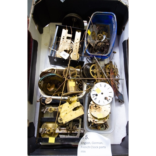 283 - ENGLISH, GERMAN+ FRENCH CLOCK PARTS MIXED