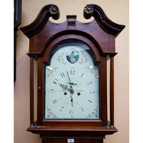 LONG CASE MAHOGANY CLOCK W. NICHOLAS, BIRMINGHAM 59 X 25 X 220H CM