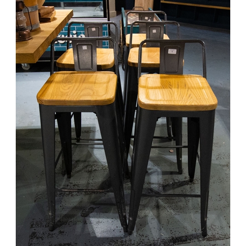 1 - 6 BOLERO BISTRO HIGH METAL STOOLS WITH LOW BACKS