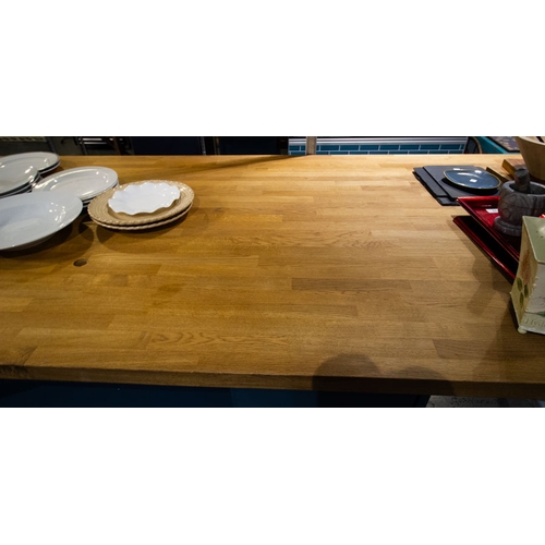 51 - SOLID TIMBER ISLAND 300 X 111 X 92H CM + SHORT ISLAND 116 X 60 X 75H CM
