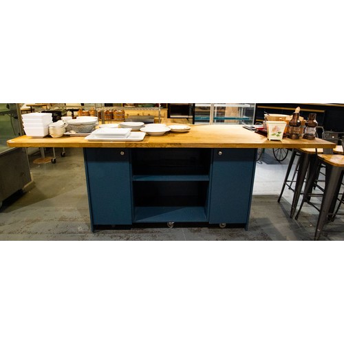 51 - SOLID TIMBER ISLAND 300 X 111 X 92H CM + SHORT ISLAND 116 X 60 X 75H CM