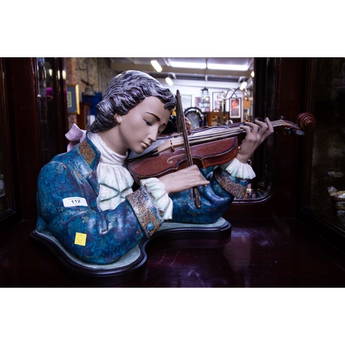 LLADRO VIOLIN PLAYER 01012063 LIMITED EDITION FIGURE WITH FRAMED CERT + STAND - 32H CM,  334/1200