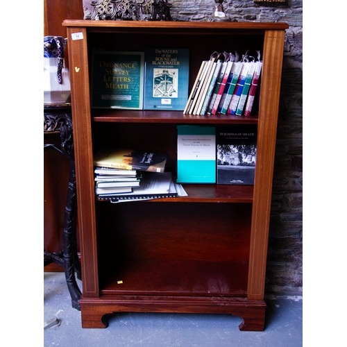 13 - INLAID MAHOGANY OPEN BOOKCASE 76 X 29 X 123H CM