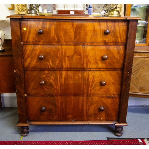 33 - VICTORIAN MAHOGANY 4 DRAWER CHEST 110 X 55 X 119H CM
