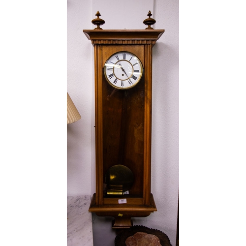 60 - MAHOGANY VIENNA WALL CLOCK 34W X 105H CM