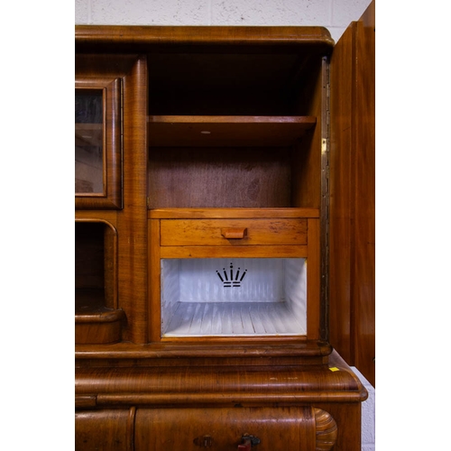1 - MID CENTURY WALNUT DRESSER with fitted interior. 200 X 55 X 184