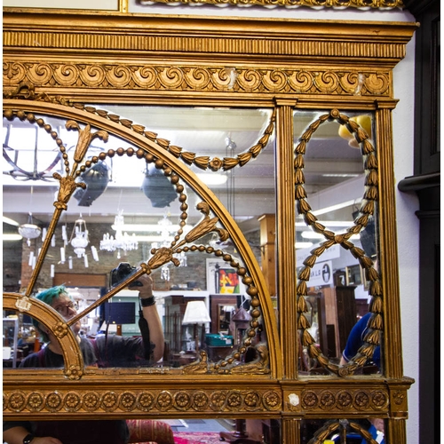 13 - LARGE ANTIQUE GILT MIRROR WITH FAN TOP 164W X 209H CM