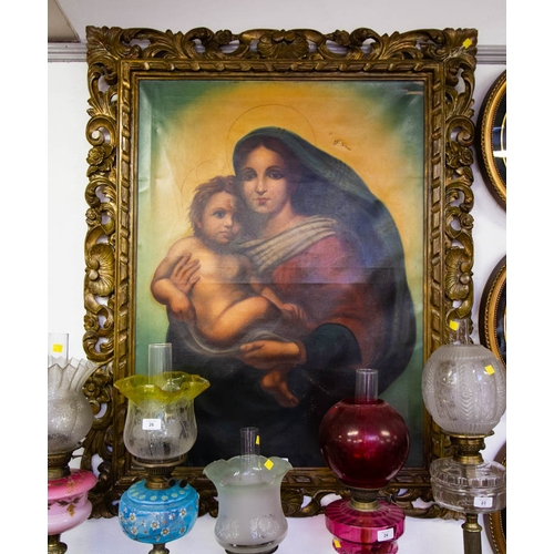 28 - ORNATE FRAME IMAGE OF SISTINE MADONNA ON CANVAS AF. 100 X 126