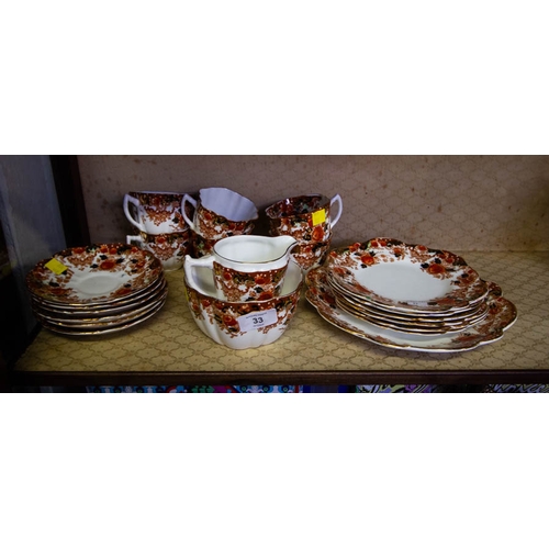 33 - 21 PIECE WELLINGTON CHINA TEA SET ( ONE CRACKED)