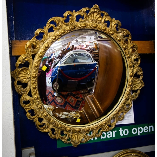 4 - ORNATE CONVEX  MIRROR. 67CM H