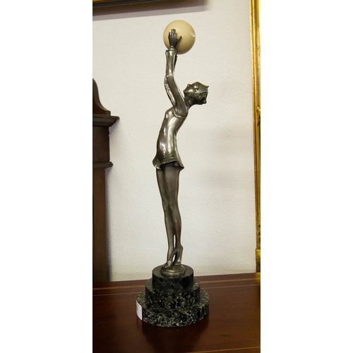 52 - ART DECO FIGURE OF GIRL WITH BALL 43H CM