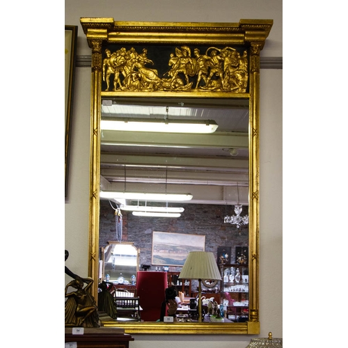 55 - GILT PIER MIRROR WITH ROMAN TOP 80W X 128H CM
