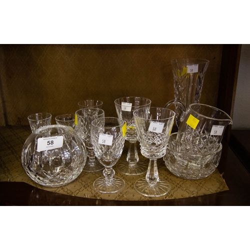 58 - 12 ITEMS OF ASSORTED WATERFORD CRYSTAL