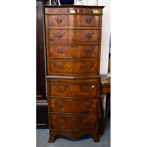 6 - MID CENTURY WALNUT 7 DRAWER TALLBOY CHEST. 63 X 47 X 158