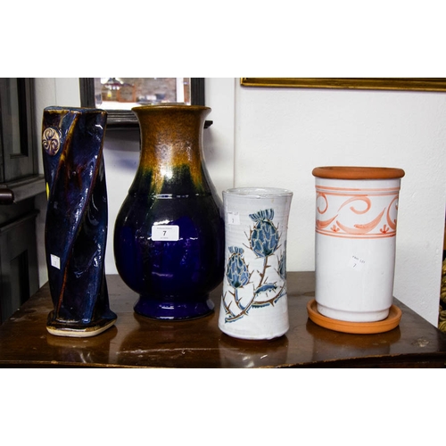 7 - 4 GLAZED POTTERY VASES