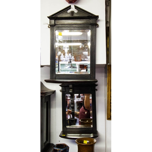 8 - PAIR OF VICTORIAN MAHOGANY BRACKETS WITH MIRROR BACKS