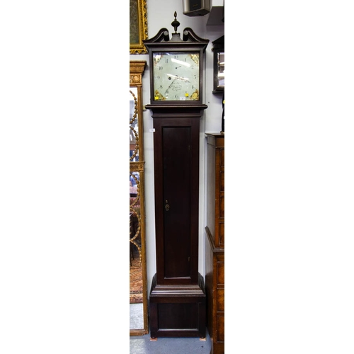 9 - MAHOGANY CASED, SQUARE PAINTED DIAL, LONGCASE CLOCK CIRCA 1820 WITH WEIGHTS AND PENDULUM BY FRY OF D... 