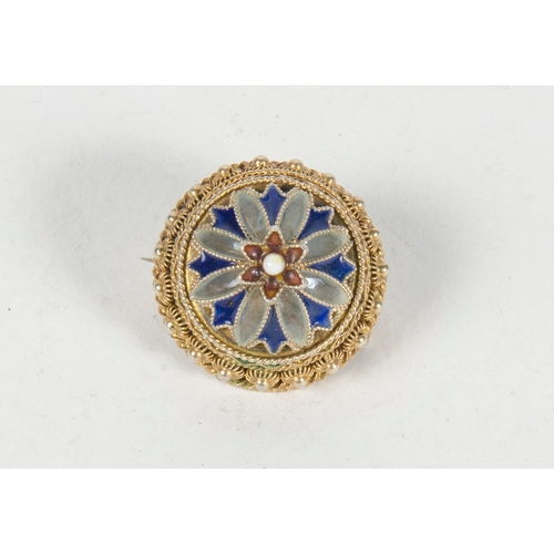 79 - A German Silver and enameled brooch, marked 830 GH.