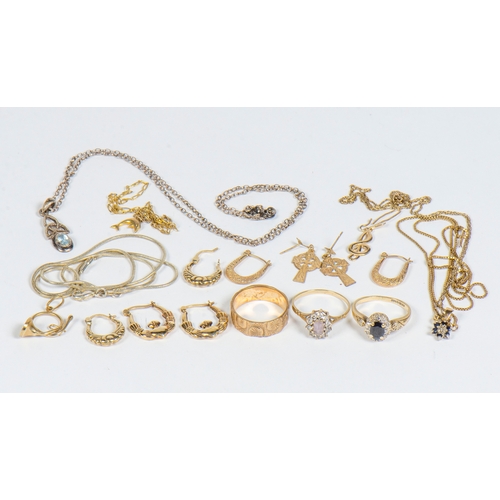 83 - A small bag of Jewellery, including 9 carat gold rings and pendants, etc.