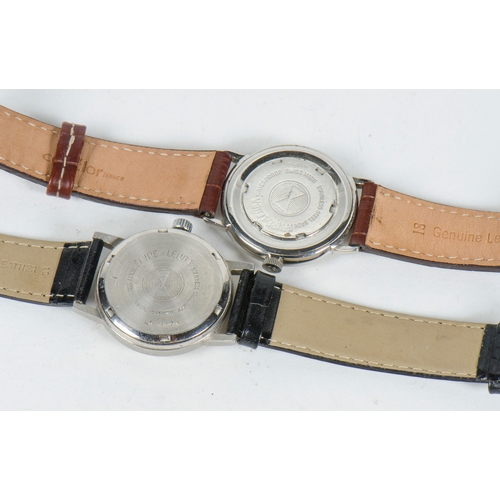 119 - Two Gentlemen's Favre-Leuba wrist watches, one with a brown strap and the other with a black strap.