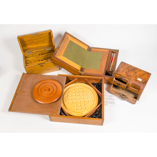 194 - Various Collectables including a walnut letter box, writing slope, Japanese miniature drawers, woode... 