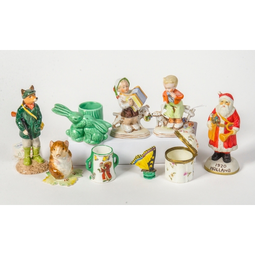 339 - A collection of pottery, including Beatrix Potter Tilly Willy, Royal Doulton two handled Santa Claus... 