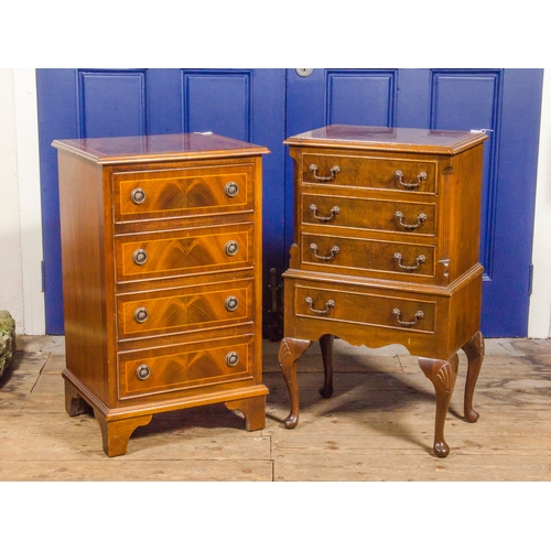 468 - A reproduction tall boy chest with fitted drawers on padded feet 31 x 18.5 inches, with another ches... 