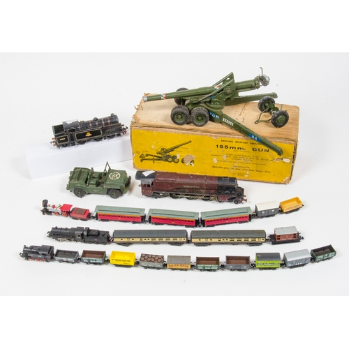 705 - Britains Military 155mm Gun in Original box with accessories and Packing along with some Train Sets,... 