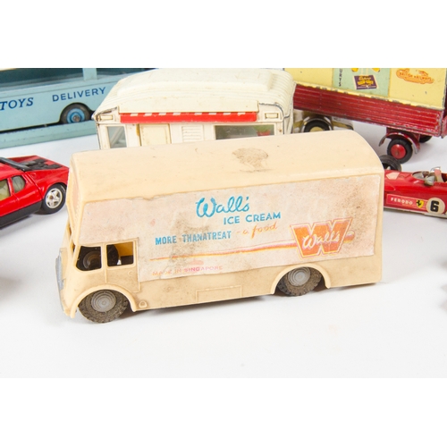 761 - Various unboxed models including 982 Dinky Pullmore Car Transporter, Blue Box Wall’s Ice Cream van, ... 