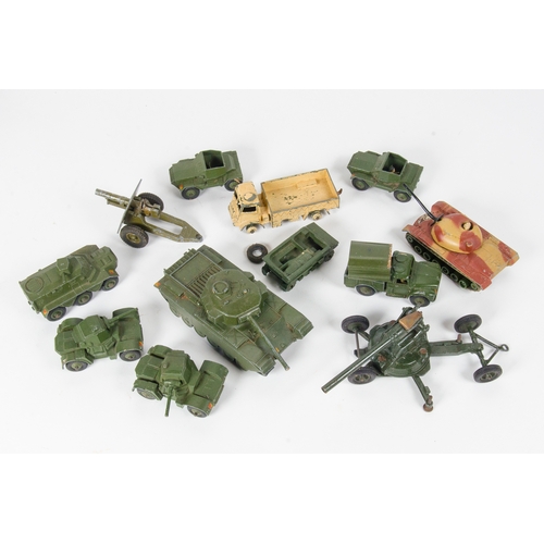 768 - 12 x Various Models including 10 x Dinky 1950's Military Models, 1 x Britains 1950's Gun & a 1 x Mat... 