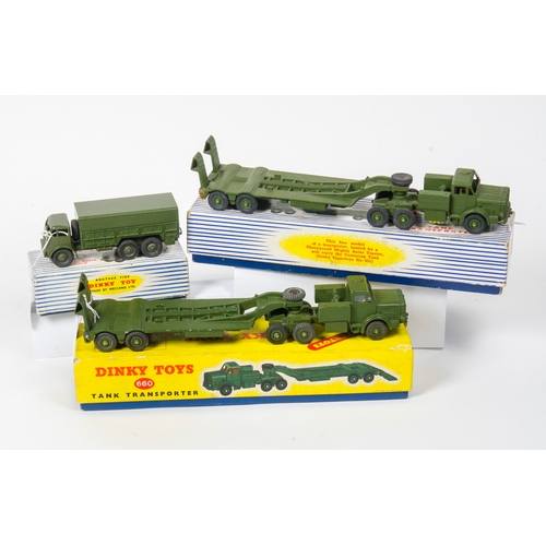 770 - 3 x Dinky Military Models inc: 660 - Tank Transporter with WINDOWS, 660 - Tank Transporter, Dinky 62... 