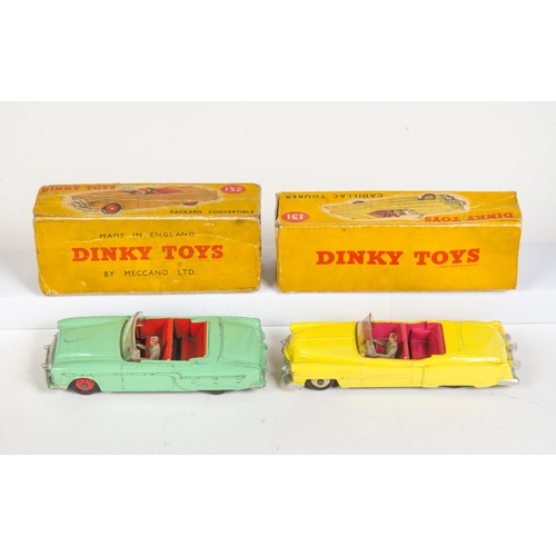 780 - 2 x Dinky inc: 131 - Cadillac Tourer in Yellow with Cream Hubs in Excellent Condition in Poor Box + ... 