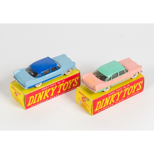 783 - 2 x Dinky no: 178 Plymouth Plaza in Blue with spun hubs in Near Mint Condition + another 178 Plymout... 