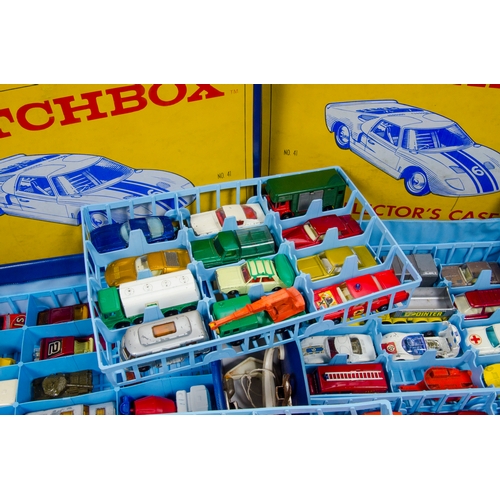 841 - 4 x Matchbox 1/75 Late 1960's Carry Cases, 2 are complete with various cars 48 in each plus 2 Empty ... 