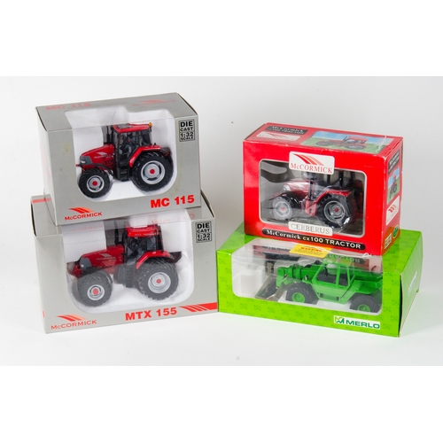 902 - 3 x McCormick Tractors + a Merlo Telescopic Handler. All in Mint Condition with Near Mint Boxes.