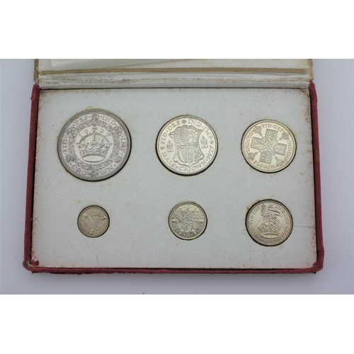 639 - A 1927 proof coin set, consisting of crown, half crown, florin, shilling, and sixpence, in original ... 