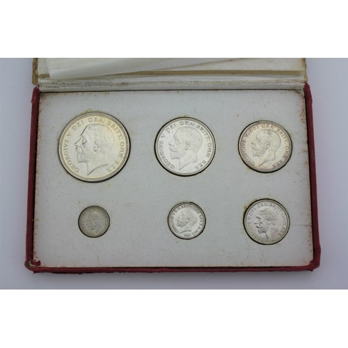 639 - A 1927 proof coin set, consisting of crown, half crown, florin, shilling, and sixpence, in original ... 