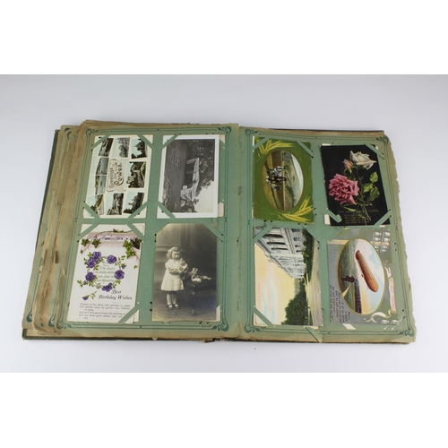 651 - A post card album, containing a selection of post cards, including wood/milne rubber heel pads, Fran... 