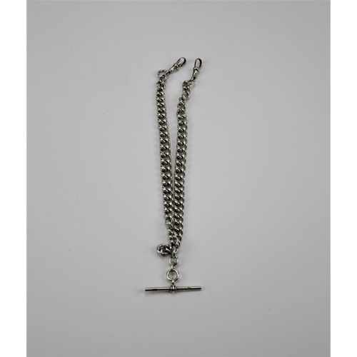 175 - A heavy silver watch chain, double Albert.