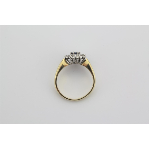 191 - A ladies 18 carat gold diamond and sapphire cluster ring.