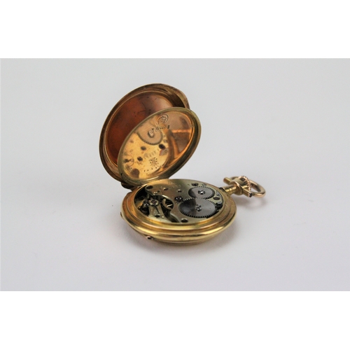 207B - A Swiss 585 Gold Pocket Watch with enamelled Face, 2nd Hand.