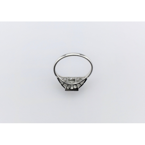 73 - A ladies single stone diamond ring, set with diamond chipped shoulders, platinum mounted, 1.77 carat... 