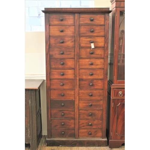 257 - A late Victorian Mahogany veneered straight front, Wellington, double chest of drawers, with lock in... 