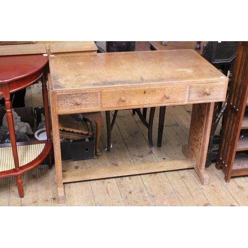 281 - A Heals 1920's limed oak side table, Art Deco style, slight worm.